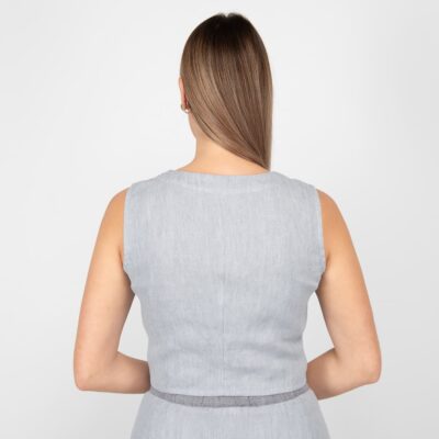 BRITTANY Vest grey 10 grey linen vest from backside
