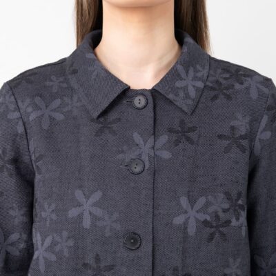 LIMA Jacket blue floral 11 Linen cotton floral jacket, classic collar