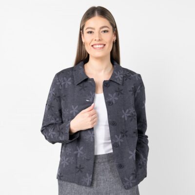 LIMA Jacket blue floral 8 Linen cotton floral jacket, button down