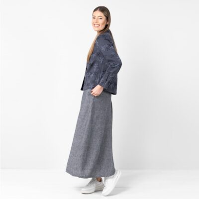 LIMA Jacket blue floral 12 Linen cotton floral jacket, jacquard