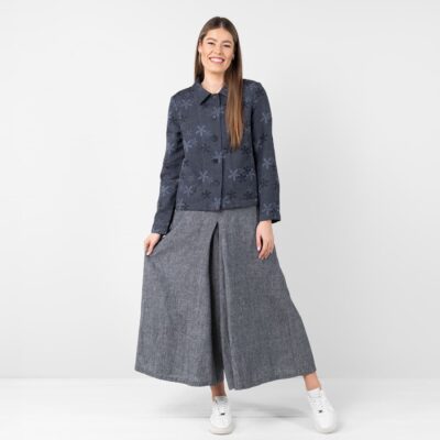 LIMA Jacket blue floral 9 Linen cotton floral jacket, with grey culottes