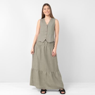NELY Vest grey-green 8 Linen vest grey-green, plain weave
