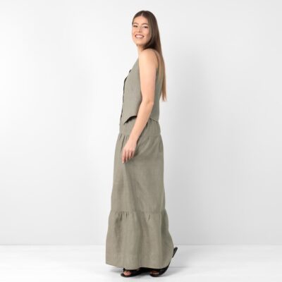 NELY Vest grey-green 10 Linen vest grey-green
