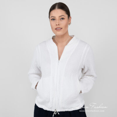 MANGA Bomber jacket white 6 linen white bomber jacket.