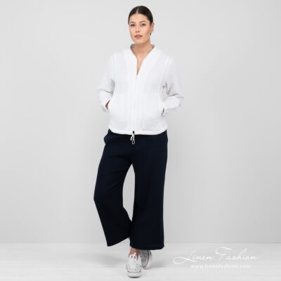 MANGA Bomber jacket white 7 linen white bomber jacket front view.