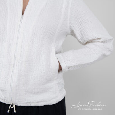 MANGA Bomber jacket white 9 linen white bomber jacket, pockets.