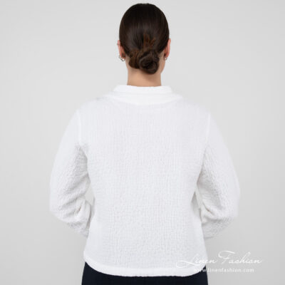 MANGA Bomber jacket white 10 linen white bomber jacket from backside.