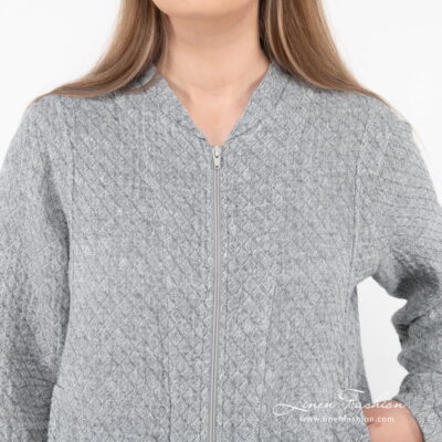MANGA Bomber jacket grey 9 linen bomber jacket with zipper closure.