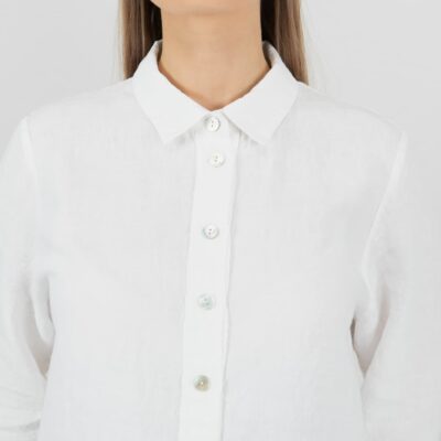 LOLA Shirt white 9 white linen shirt style blouse with button closure