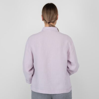 LOLA Shirt lilac 10 lilac linen blouse from backside
