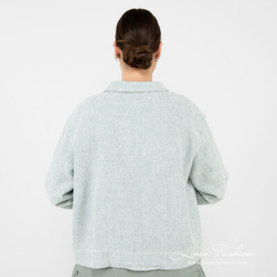 MANU Jacket light green 8 Linen cotton green jacket from backside.