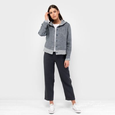 AZORA Jacket 10 Linen navy jacket buttoned