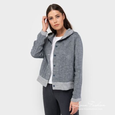 AZORA Jacket 11 Linen navy jacket buttons
