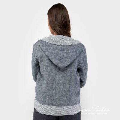 AZORA Jacket 14 Linen navy jacket hoodie