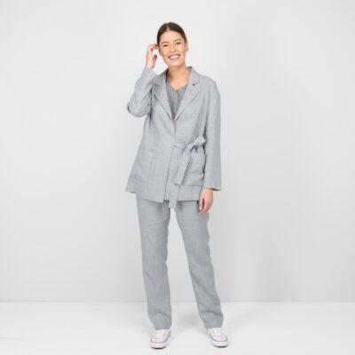 ASHLEY Jacket grey 8 grey linen jacket with pants