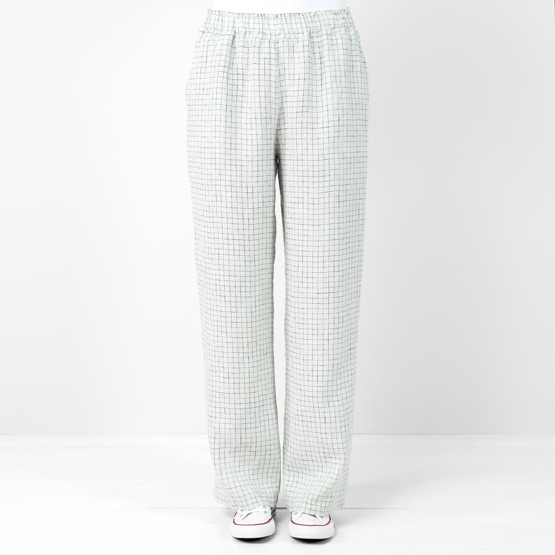 Checked linen greenish pants