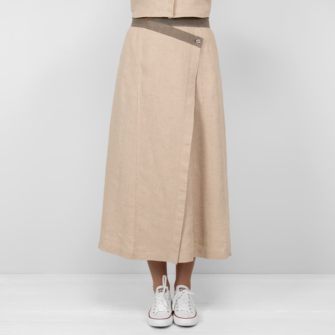 sand linen skirt