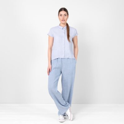 KRISTI Shirt bluish-grey 8 Linen bluish-grey shirt, 100% linen