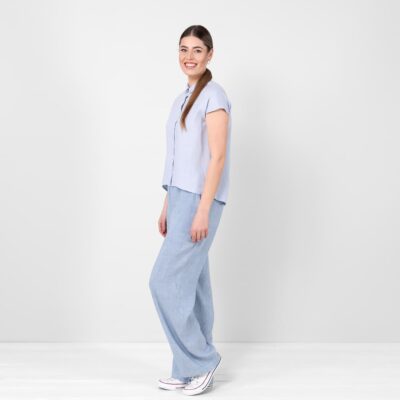 KRISTI Shirt bluish-grey 11 Linen bluish-grey shirt