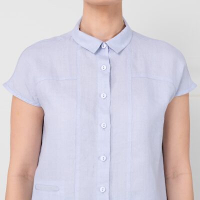 KRISTI Shirt bluish-grey 9 Linen bluish-grey shirt, classic collar