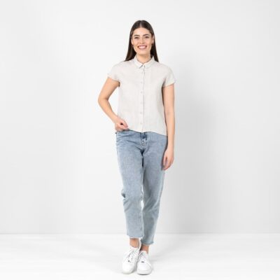 KRISTI Shirt beige 7 Beige linen shirt, 100% linen