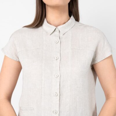 KRISTI Shirt beige 9 Beige linen shirt, button down