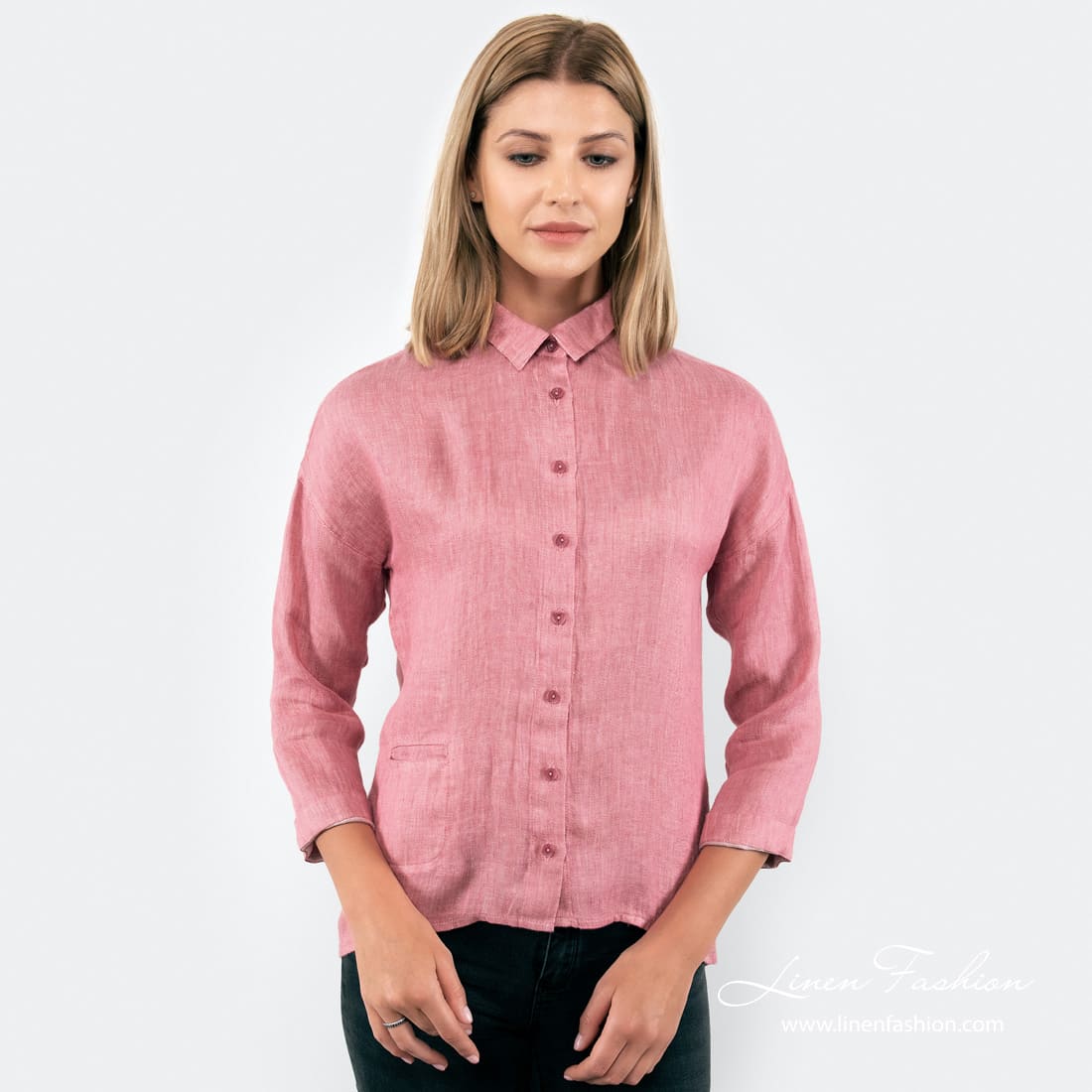 Pink linen blouse