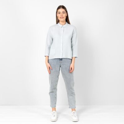 BIANCA Shirt bluish grey 7 grey blue linen shirt blouse