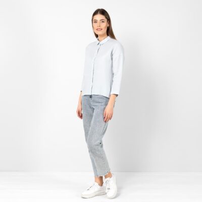 BIANCA Shirt bluish grey 9 grey blue linen shirt blouse, button down