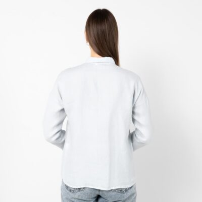BIANCA Shirt bluish grey 10 grey blue linen shirt blouse, straight silhouette