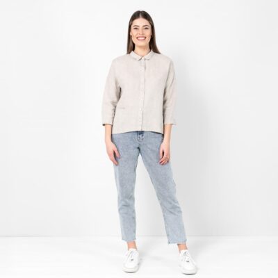 BIANCA Shirt beige 9 Beige linen shirt blouse