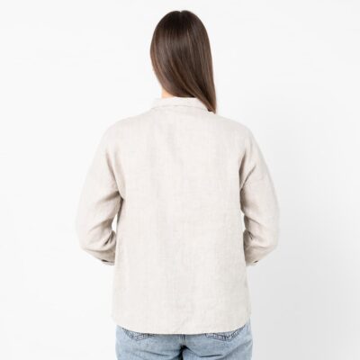 BIANCA Shirt beige 12 Beige linen shirt blouse, plain backside