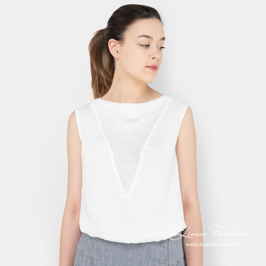 ONA white linen blouse