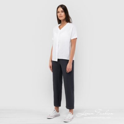 VIETNAM Blouse white 6 VIETNAM white linen blouse in full size
