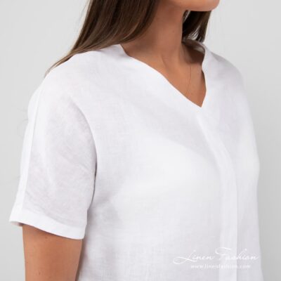 VIETNAM Blouse white 7 VIETNAM white linen blouse front pleat