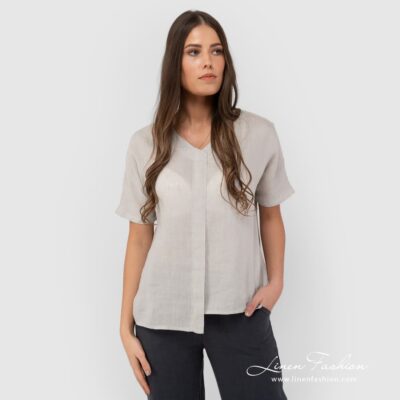 VIETNAM Blouse grey 5 VIETNAM light grey linen blouse