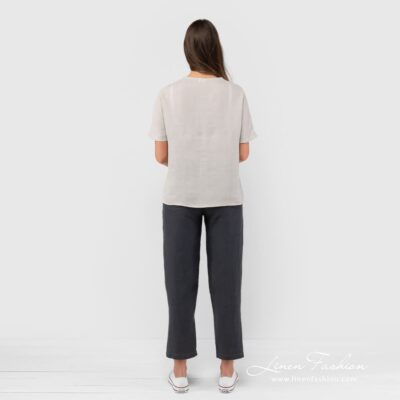 VIETNAM Blouse grey 8 VIETNAM light grey linen blouse back side