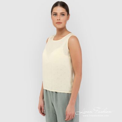 TATU Blouse yellow 7 TATU soft yellow linen blouse sleveless