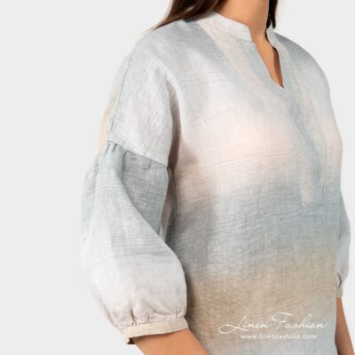 PALMA Blouse striped 9 PALMA multicolored striped linen blouse with 3/4 balloon sleeves