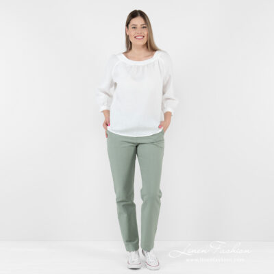 FREDA Blouse white 8 linen blouse white, full view.