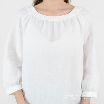 FREDA Blouse white 10 linen blouse white with 3/4 sleeves.