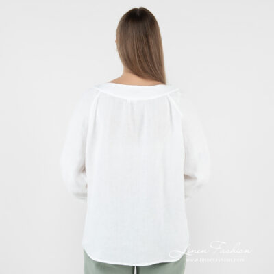 FREDA Blouse white 12 linen blouse white from backside.