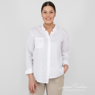 UMBER Shirt white 7 white linen blouse long sleeves.