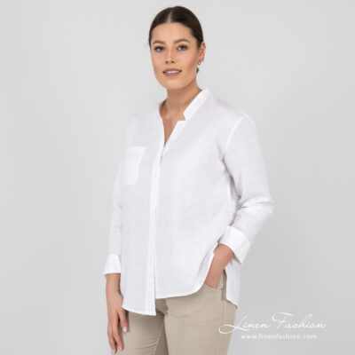 UMBER Shirt white 9 white linen blouse long sleeves, washed.