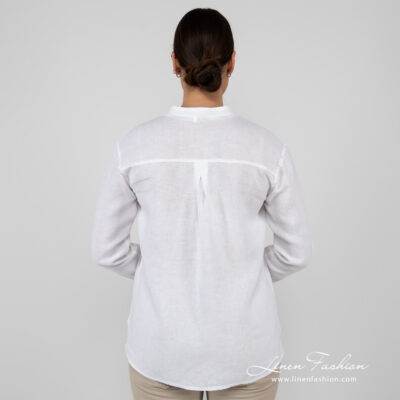 UMBER Shirt white 12 white linen blouse long sleeves from backside.