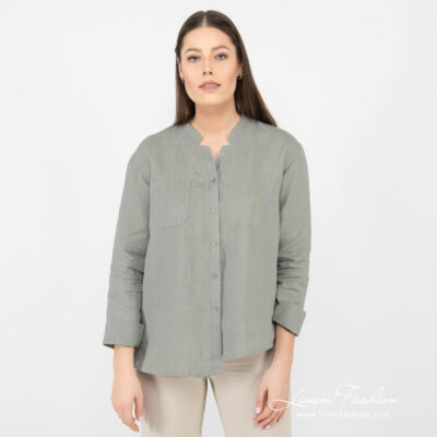 UMBER Shirt green 7 green linen blouse.