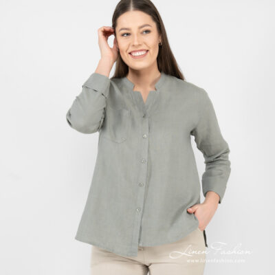 UMBER Shirt green 9 green linen blouse, washed.