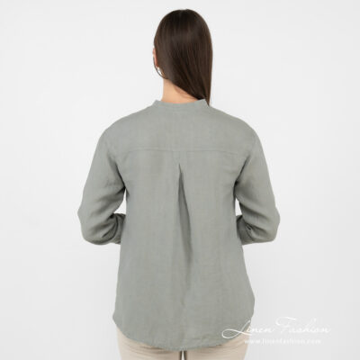 UMBER Shirt green 12 green linen blouse from backside.