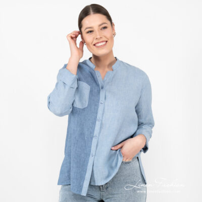 UMBER Shirt blue 7 linen blue blouse.