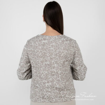CYBIL Blouse beige 12 linen cotton beige jacquard blouse from backside.